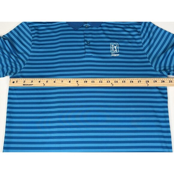 Nike Golf Polo Short Sleeve Shirt Men’s M TPC Sawgrass Blue Stripe PGA Dri-Fit - Picture 12 of 13
